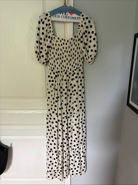 Topshop Cream Maxi Dress with Black Polka Dots